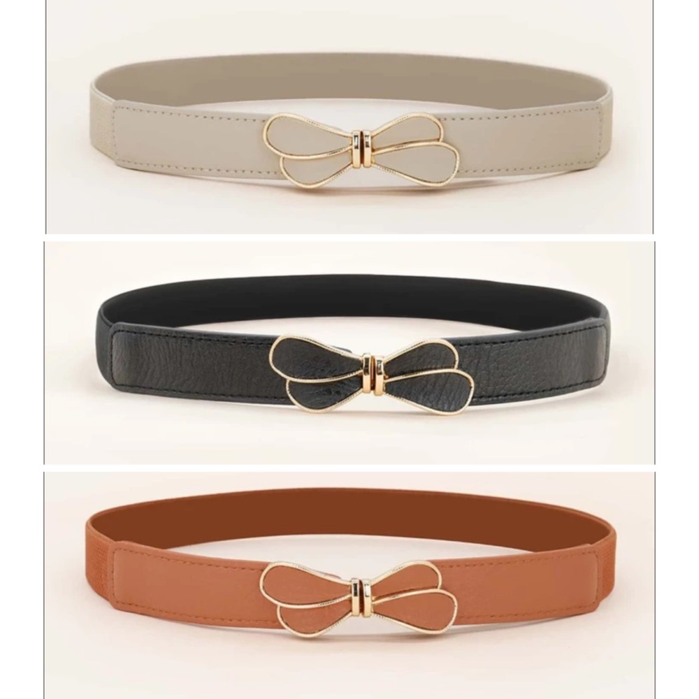 NWT 3pc Adjustable Bowknot interlocking Clasp Elastic Waist Belts